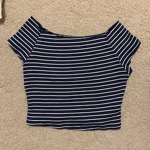 Brandy Melville striped off the shoulder crop top